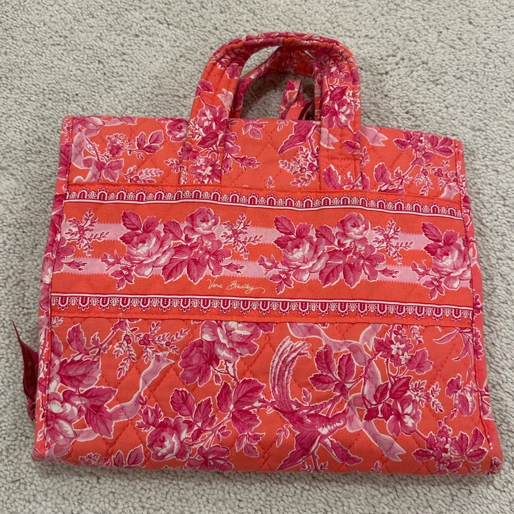 Vera Bradley Hope Toile Tri-Fold Hanging Cosmetic Toiletries Bag